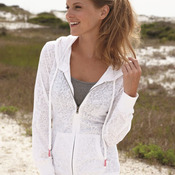 Ladies' Stefani Full-Zip Hooded Jersey Burnout T-Shirt